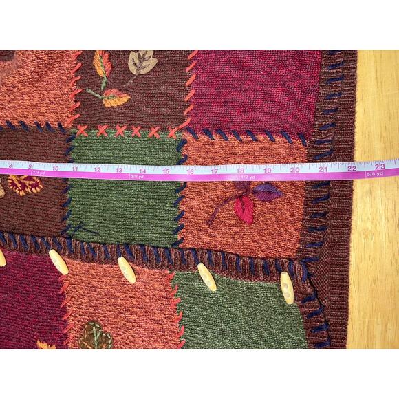 Vintage Erika & Co Sweater Fall Floral Toggle Button Earth Fairy Women Medium - Picture 12 of 12